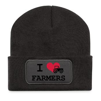I Love Farmers - Recycelte Patch Beanie - Dunkelgrau - Vorne