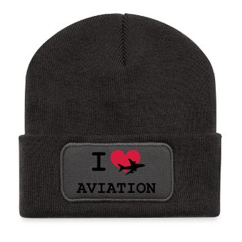 I Love Aviation [Pilot] - Recycled Patch Beanie - dark grey - Front