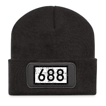 Rheinkilometer 688 Vintage - Köln am Rhein - Recycelte Patch Beanie - Dunkelgrau - Vorne