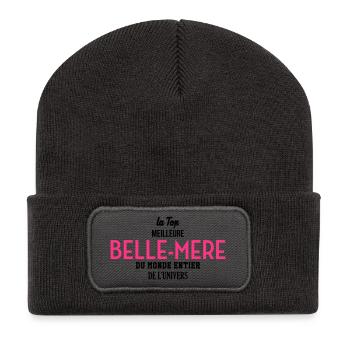Belle-Mère / Belle Mere / Gendre / Fille / fils - Beanie recyclé à patch - charbon - Devant