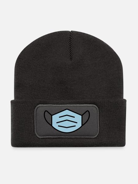 Grand vecteur d'un masque - Beanie recyclé à patch - charbon