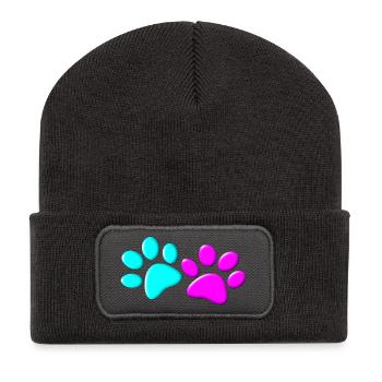 Chien pattes couple propriétaire de chien propriétaire de chien - Beanie recyclé à patch - charbon - Devant