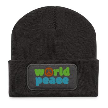 Paix mondiale - Couleur - Beanie recyclé à patch - charbon - Devant