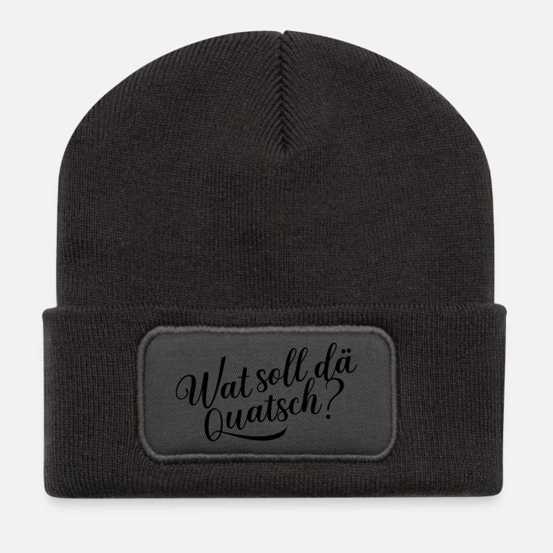 Wat soll dä Quatsch? - Recycelte Patch Beanie - Dunkelgrau