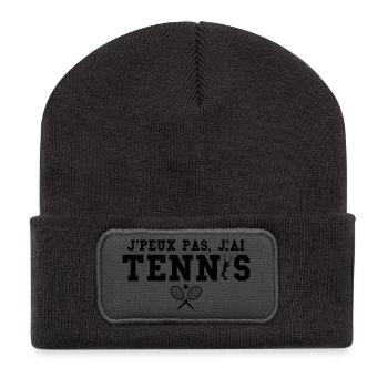 Je peux pas j ai tennis joueuse de tennis - Beanie recyclé à patch - charbon - Devant