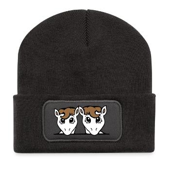 2 chevaux couple mignon poney deux amis couple équipe - Beanie recyclé à patch - charbon - Devant