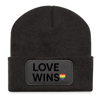 Love Wins Rainbow Heart Design - Recycled Patch Beanie - dark grey - Front