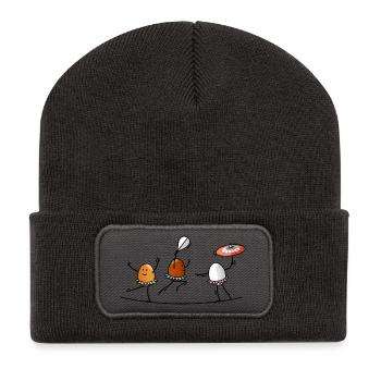 Seiltänzerinnen, Akrobaten Eier - Recycelte Patch Beanie - Dunkelgrau - Vorne