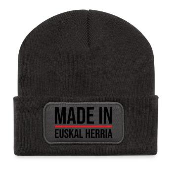 Made in pays basque - Beanie recyclé à patch - charbon - Devant