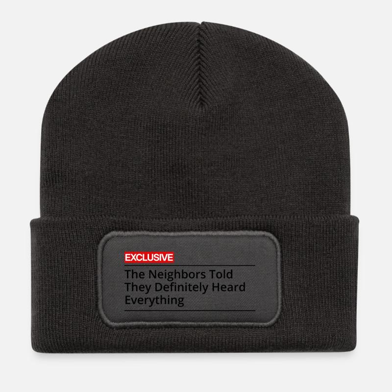 Die Nachbarn haben definitiv alles gehört! - Recycelte Patch Beanie - Dunkelgrau