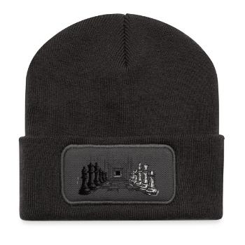 Schach Strategie – Endlose Perspektive - Recycelte Patch Beanie - Dunkelgrau - Vorne