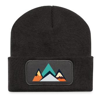 Minimalist Mountain Emblem | Mountains - Recycled Patch Beanie - dark grey - Front