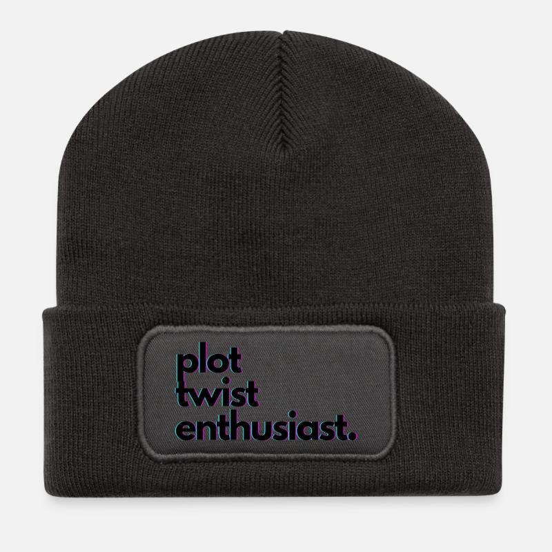 Plot_twist_enthusiast - Recycelte Patch Beanie - Dunkelgrau
