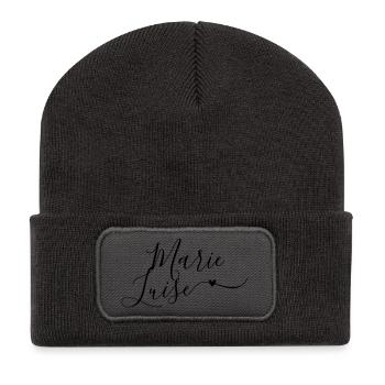 Marie-Luise Name Vorname Dekorativ - Recycelte Patch Beanie - Dunkelgrau - Vorne