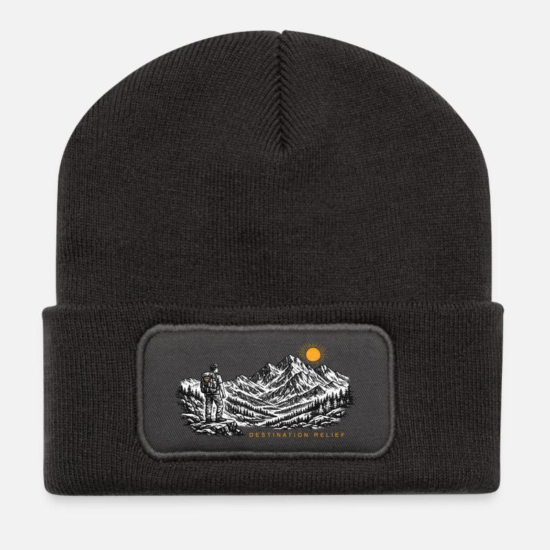 Wanderer Sonnenaufgang Destination Relief - Recycelte Patch Beanie - Dunkelgrau