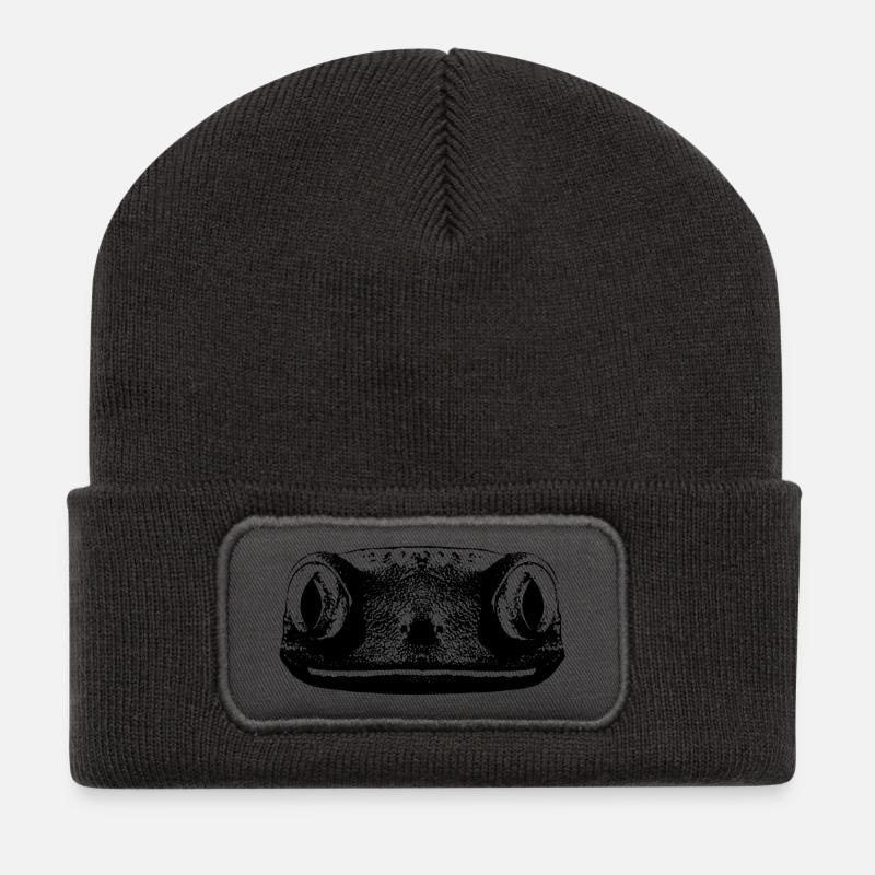 Gecko / Frog - Recycled Patch Beanie - dark grey
