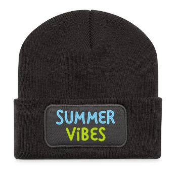 Ambiances d’été : Couleurs vives, design minimaliste et amusant - Beanie recyclé à patch - charbon - Devant