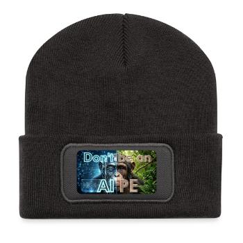 Don't Be an Ape: KI Kontrast - Recycelte Patch Beanie - Dunkelgrau - Vorne