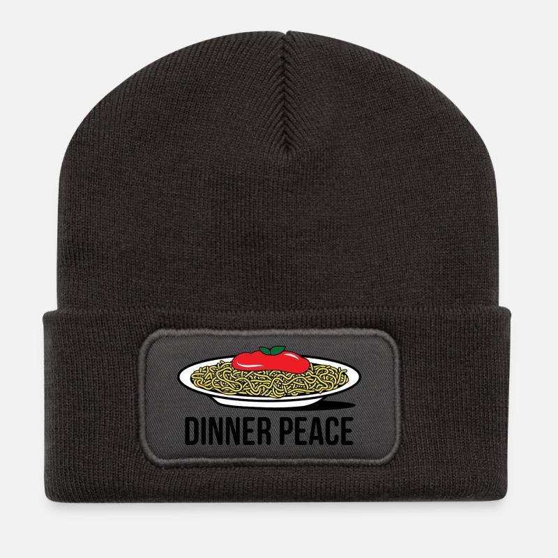 Spaghettis Pop Art à la sauce tomate - Beanie recyclé à patch - charbon
