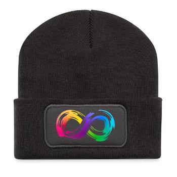 Coup de pinceau Rainbow Infinity - Beanie recyclé à patch - charbon - Devant
