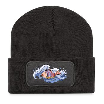 poisson - Beanie recyclé à patch - charbon - Devant
