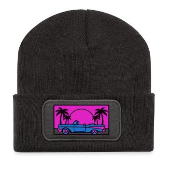Retro 80s Car Logo - Recycled Patch Beanie - dark grey - Front