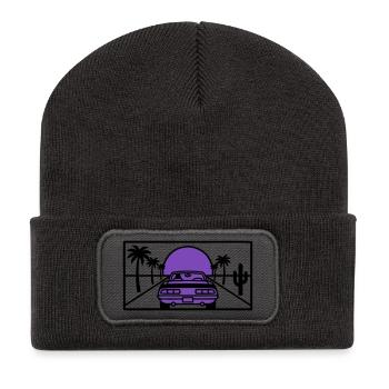 Night Driving Highway Graphic - Recycled Patch Beanie - dark grey - Front
