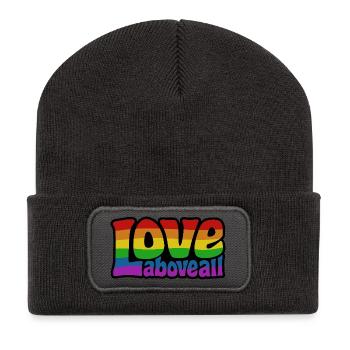 Love Above All | Rainbow Pride Design - Recycled Patch Beanie - dark grey - Front