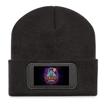 Grave Gamers Neon Skull - Recycelte Patch Beanie - Dunkelgrau - Vorne