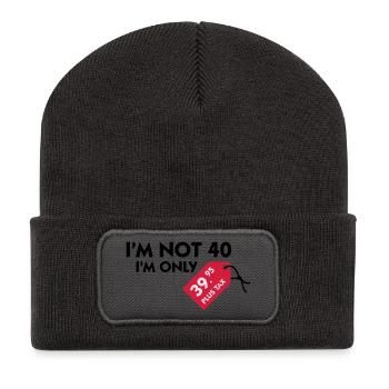 Ich bin nicht 40. Ich bin nur 39,99€ plus Steuern - Recycelte Patch Beanie - Dunkelgrau - Vorne