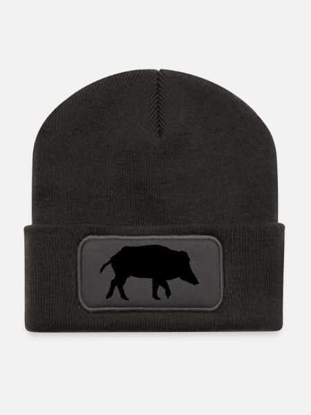Wildschwein - Recycelte Patch Beanie - Dunkelgrau