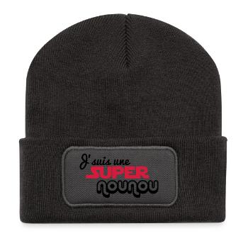 I'm a super nanny - Recycled Patch Beanie - dark grey - Front
