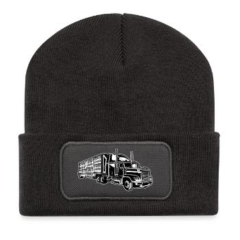 Camion / camion 01_schwarz blanc - Beanie recyclé à patch - charbon - Devant