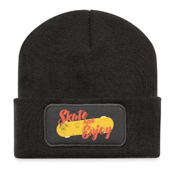 Patineurs - Planche à roulettes - Cadeaux - Skate And Enjoy - Beanie recyclé à patch - charbon - Devant