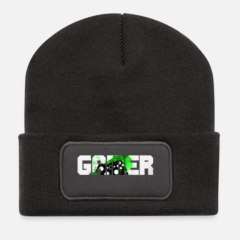 Gamer - Recycelte Patch Beanie - Dunkelgrau