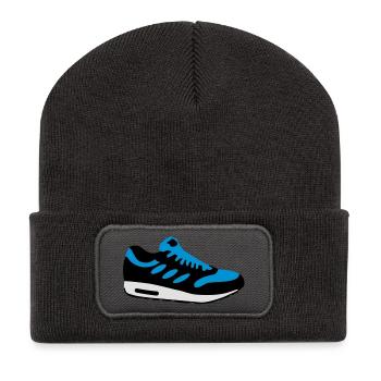 schuh__f3 - Recycelte Patch Beanie - Dunkelgrau - Vorne