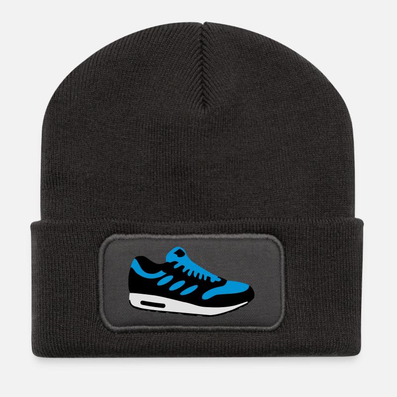 schuh__f3 - Recycelte Patch Beanie - Dunkelgrau