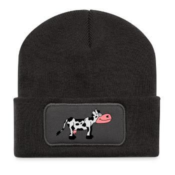 Cow Comic - Beanie recyclé à patch - charbon - Devant