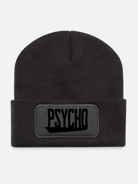 psycho - Recycelte Patch Beanie - Dunkelgrau