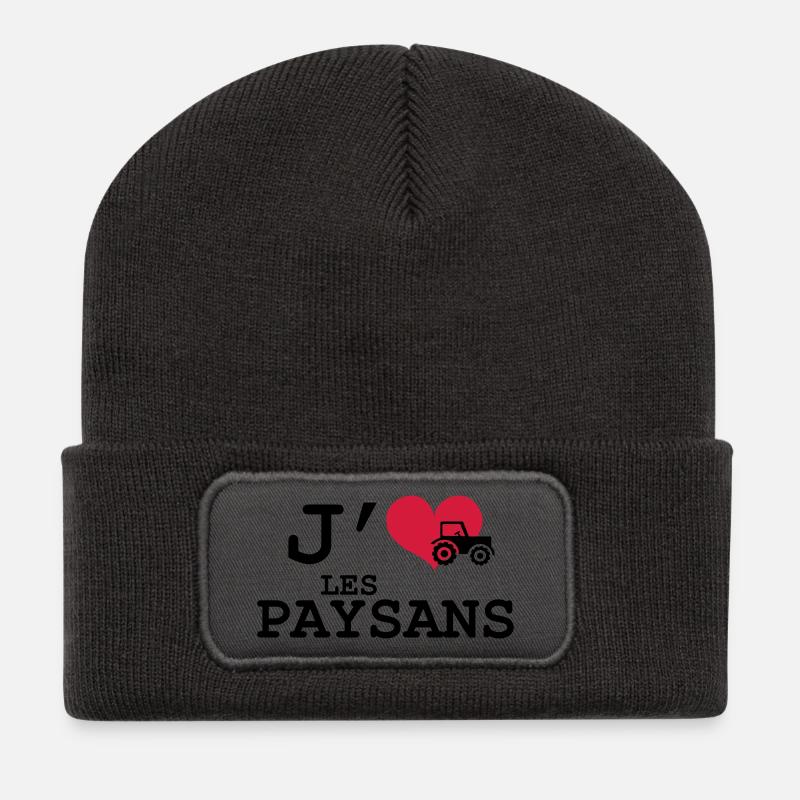 J'aime les Paysans - Beanie recyclé à patch - charbon