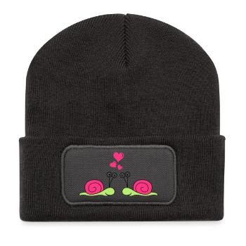 schnecken_in_love - Recycelte Patch Beanie - Dunkelgrau - Vorne