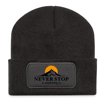 Geschenke für Abenteurer - Recycelte Patch Beanie - Dunkelgrau - Vorne
