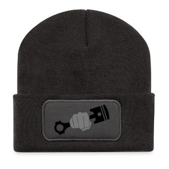 Poing maintient piston moteur - Beanie recyclé à patch - charbon - Devant