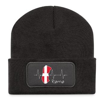 Rømø Römö Danemark Danemark Island Design - Beanie recyclé à patch - charbon - Devant
