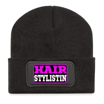 Hairstylistin Friseurin - Recycelte Patch Beanie - Dunkelgrau - Vorne