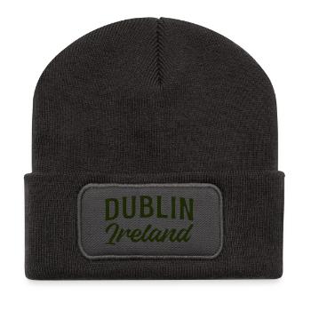Dublin Irland Script Typografie - Recycelte Patch Beanie - Dunkelgrau - Vorne