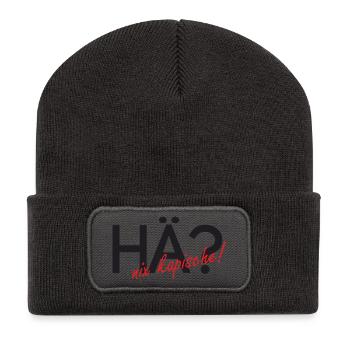 Hä?, nix kapische! - Recycelte Patch Beanie - Dunkelgrau - Vorne