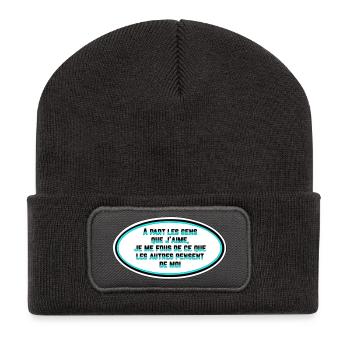 Es ist mir egal, was die Leute von mir denken - Recycelte Patch Beanie - Dunkelgrau - Vorne