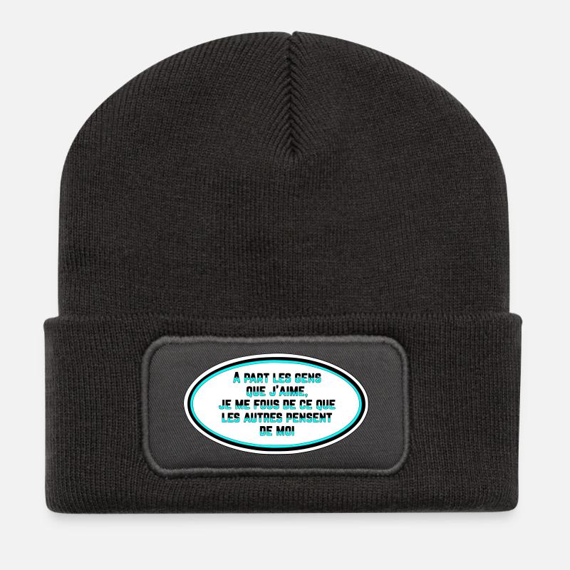 Je me fous de ce que les gens pensent de moi - Beanie recyclé à patch - charbon