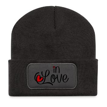 Verliebt - Recycelte Patch Beanie - Dunkelgrau - Vorne